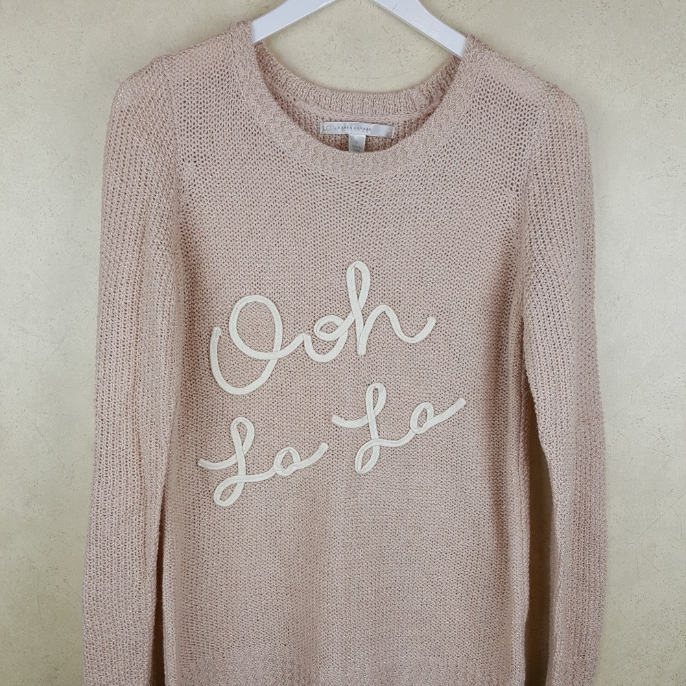 Lauren Conrad Peach Sparkle Ooh La La Sweater
